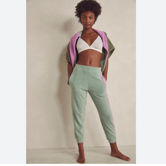NEW  Free People Women's Blue Monday Fleece Jogger Pants Valley Girl Green 128J - Picture 1 of 12